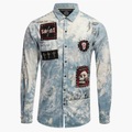 Herren Hemd Totenkopf Motiv Grafik-Drucke Umlegekragen Blau Outdoor Strasse Langarm Button-Down Bedruckt Bekleidung Modisch Designer Casual Weich Lightinthebox