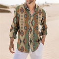 Herren Hemd Stammes Grafik-Drucke Geometrie Umlegekragen Gelb Blau Outdoor Strasse Langarm Button-Down Bedruckt Bekleidung Vintage Modisch Strassenmode Designer Lightinthebox