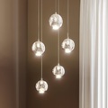Lampenwelt.com, LED-Pendellampe Hayley, 5-fl., rund, chrom