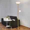 LED-Deckenfluter Elaina in Messing mit Leselampe