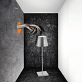 LED-Tischlampe Poldina mit Dekor, portabel, silber