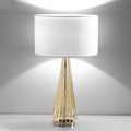 Selene, Tischlampe Costa Rica Schirm weiß, Fuß amber