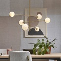 It´s about Romi, Carrara Pendelleuchte / 3 Arme & 6 Kugeln - Glas in Marmoroptik / L 99 x H 95 cm - It's about Romi weiß/gold en metall