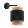 Wandleuchte Boho, schwarz/Rattan