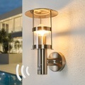 Sensor-Außenwandlampe Noemi aus Edelstahl