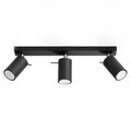 Deckenspot Round in Schwarz, dreiflammig linear