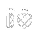 Wandlampe Tortuga 200.20, rund, nickel/opal