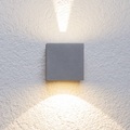 Silberne LED-Außenwandleuchte Jarno, Würfelform