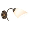 Wandlampe Varietta mit Glasschirm, altmessing