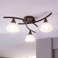 Dreiflammige LED-Deckenlampe Della, schwarz-gold