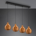 Hängeleuchte Sprout aus Rattan, 4-flammig, natur