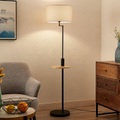 Lindby Zinia Stehlampe mit Ablage und USB, schwarz