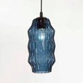 Hängeleuchte Origami aus Glas, blau