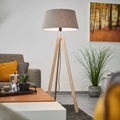 Mit grauem Filzschirm - Holz-Stehlampe Thea
