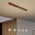LED-Pendellampe Hayley, 5-fl., länglich, gold