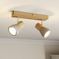 LED-Strahler Filiz aus Holz und Beton, 2-flammig