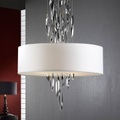 LED-Hängeleuchte Domo, Textil und Chrom