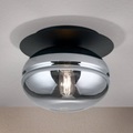 Deckenleuchte Richard, Metall schwarz, Glas rauch