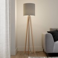 Textil-Stehlampe Nida mit dreibeinigem Holzgestell