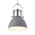 GLOBO KUTUM Hängeleuchte Chrom, Metall grau, Schirm innen weiß, D:270, H:1200, exkl. 1