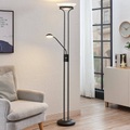 LED-Deckenfluter Dimitra m. Leselampe, schwarz