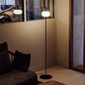 Home - Stehleuchte 130 Cm Matt Schwarz Lackierung Glasschirm Diffusor