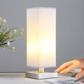 Lampenwelt.com, Julina - Textil-Nachttischlampe in hellem Grau