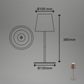 Briloner, LED-Akku-Tischlampe 7508012, braun, 2.700 K IP44 Touchdimmer