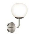 Wandleuchte Erich in Nickel mit Glasschirm
