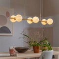 It´s about Romi, Carrara Pendelleuchte / 6 Kugeln - Glas in Marmoroptik / L 105 x H 20 cm - It's about Romi weiß/gold en metall
