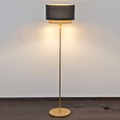 Stehlampe Mattia, Schirm oval und doppelt, schwarz