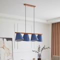 LUCANDE, Lucande Jinda Hängeleuchte, Holz, Stoff blau