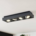 LED-Deckenstrahler Ronka, 4-fl., lang, grau