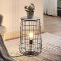 Lindby Winnie Korb-Tischlampe mit Holzplatte