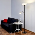 Rostfarbener LED-Deckenfluter Elaina mit Leselampe