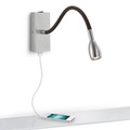 Knapstein, LED-Wandleuchte Milos nickel mit USB-Ladeanschluss