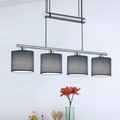 Trio Lighting, Stoffschirme grau - Hängeleuchte Garda 4-flg.
