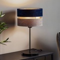 Tischleuchte Duo, marineblau/grau/gold, Höhe 50cm