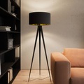 Lampenwelt.com, Stehlampe Benik im Dreibeinlook, schwarz-gold