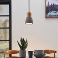 Lampenwelt.com, Beton-Pendelleuchte Margot mit Holz, 1-flammig