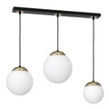 Hängelampe Sparta opal schwarz gold 3-flam. linear