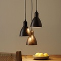 Vintage-Pendelleuchte Priddy 1 3flg., kupfer antik