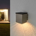 LED-Solar-Außenwandleuchte Tyson, eckig, klar