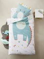 Set aus Bett- und Kissenbezug ,,Drache blau