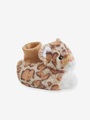 Plüschpantoffeln für Baby Jungen beige leopold