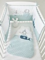 Nestchen für Babybett Wal hellblau