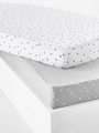 2er-Pack Baby-Spannbettlaken, Sterne grau meliert/weiss