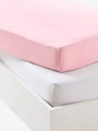 Bio-Kollektion: 2er-Pack Babyspannbettlaken zartrosa+weiss