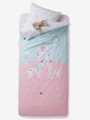 VERTBAUDET, Gäste-Bettwäscheset ,,Einhörner mit Decke rosa