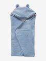 Babydecke mit Kapuze, Mikrofaser/Fleece weiss/blau